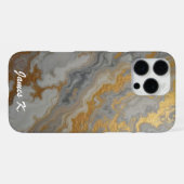 Coque iPhone 16 Pro Max Marbre gris avec or (Verso Horizontal)