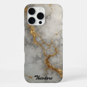Coque iPhone 16 Pro Max Marbre gris et or