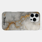 Coque iPhone 16 Pro Max Marbre gris et or (Verso Horizontal)