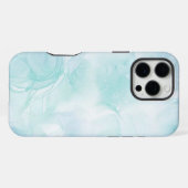 Coque iPhone 16 Pro Max Marbre moderne bleu clair (Verso Horizontal)