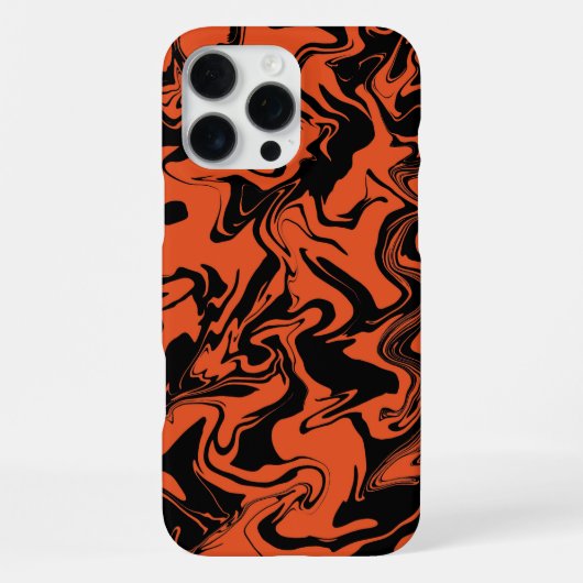 Coque iPhone 16 Pro Max marbre noir et orange (Verso)