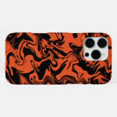 Coque iPhone 16 Pro Max marbre noir et orange (Verso Horizontal)