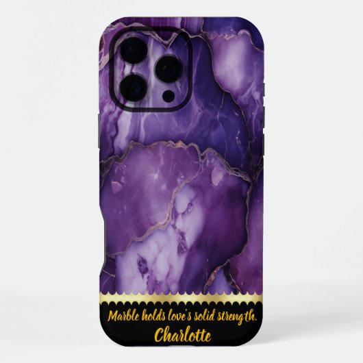 Coque iPhone 16 Pro Max Marbre violet avec veines complexes (Verso)