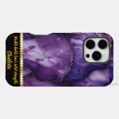 Coque iPhone 16 Pro Max Marbre violet avec veines complexes (Verso Horizontal)