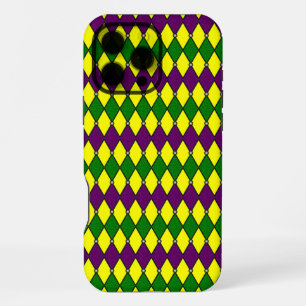 Coque iPhone 16 Pro Max Mardi Gras Arlequin Motif Diamant