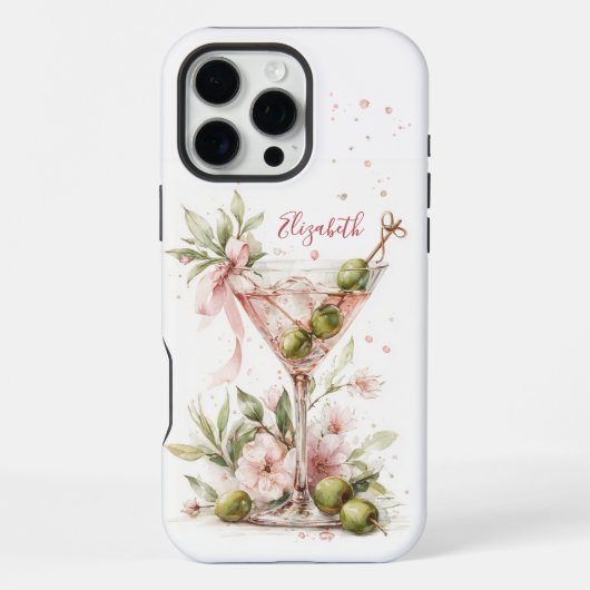 Coque iPhone 16 Pro Max Martini Élégant Monogrammé (Verso)