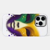 Coque iPhone 16 Pro Max Masque de Mardi Gras violet jaune vert (Verso Horizontal)