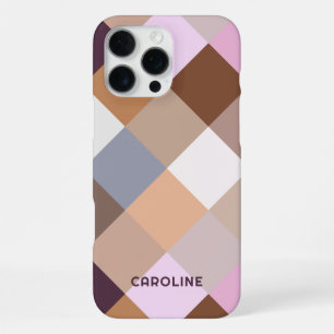 Coque iPhone 16 Pro Max Mauve Rose Classe Élégante Mosaïque Orange Violet