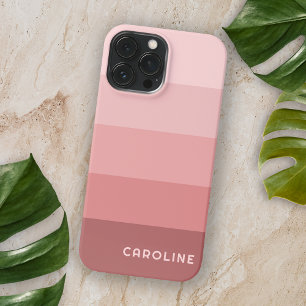 Coque iPhone 16 Pro Max Mauve Taupe pêche rose pastel rayures personnalisé