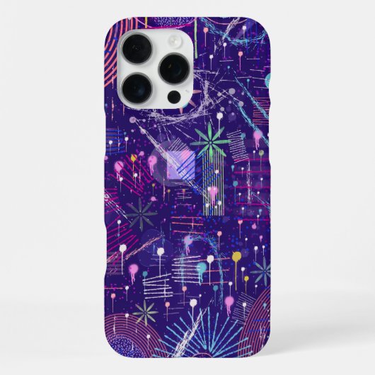 Coque iPhone 16 Pro Max Maximalist Abstract on Purple (Verso)