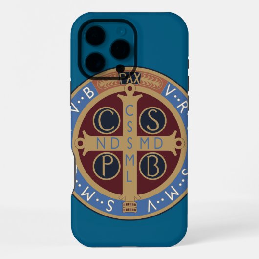 Coque iPhone 16 Pro Max Médaille de saint Benoît (Verso)