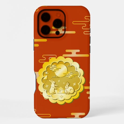 Coque iPhone 16 Pro Max Mi-automne Festival Gold Mooncake Moon Rabbit (Verso)