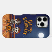 Coque iPhone 16 Pro Max mignon, squelettes et citrouille Halloween (Verso Horizontal)