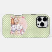 Coque iPhone 16 Pro Max Mignonne lapin de printemps/Pâques avec oeuf (Verso Horizontal)