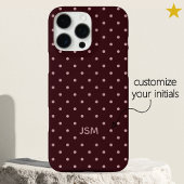 Coque iPhone 16 Pro Max Minimal Burgundy Rose Monogramme Points