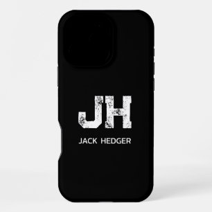 COQUE iPhone 16 PRO MAX MINIMALISTE BLANC MONOGRAMME À DEUX LETTRES NOM NO