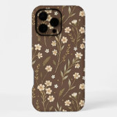 Coque iPhone 16 Pro Max Moder Pattern Wilflowers Brown Background (Verso)