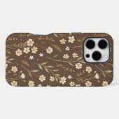 Coque iPhone 16 Pro Max Moder Pattern Wilflowers Brown Background (Verso Horizontal)