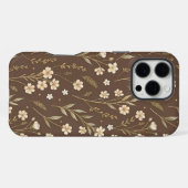 Coque iPhone 16 Pro Max Modern Pattern Wildflowers Brown Background (Verso Horizontal)