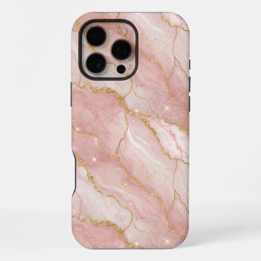 Coque iPhone 16 Pro Max Modern Rose Quartz Marble Gold (Verso)