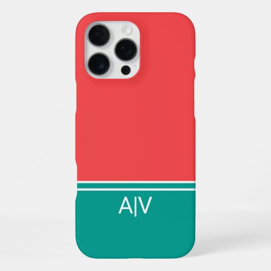 Coque iPhone 16 Pro Max Modern Summer Coral Aquamarine Monogram (Verso)