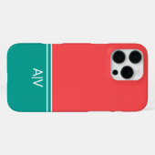 Coque iPhone 16 Pro Max Modern Summer Coral Aquamarine Monogram (Verso Horizontal)