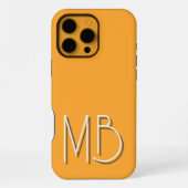 Coque iPhone 16 Pro Max Moderne Monogramme Initiale Orange Jaune Contempor (Verso)