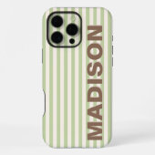 Coque iPhone 16 Pro Max Moderne Nom de Professeur d'Infirmière Rayé au Pas (Verso)