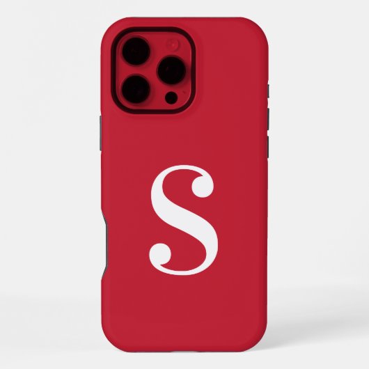 Coque iPhone 16 Pro Max Monogramme blanc minimal en rouge (Verso)