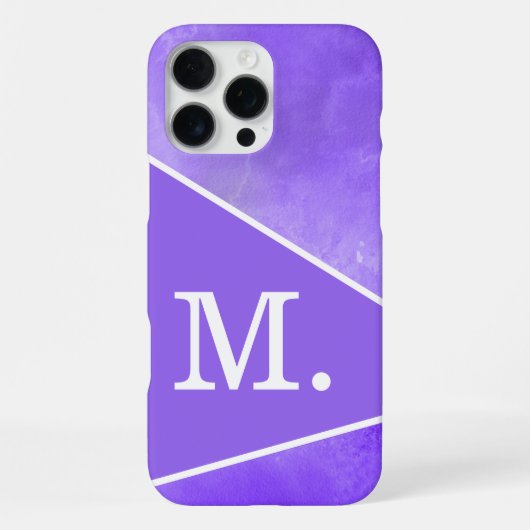 Coque iPhone 16 Pro Max Monogramme bleu violet moderne (Verso)