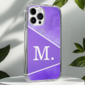 Coque iPhone 16 Pro Max Monogramme bleu violet moderne