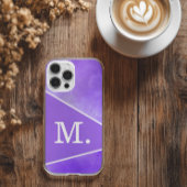 Coque iPhone 16 Pro Max Monogramme bleu violet moderne