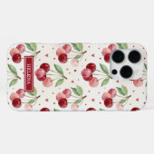Coque iPhone 16 Pro Max Monogramme Cerises Aquarelle (Verso Horizontal)