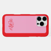 Coque iPhone 16 Pro Max Monogramme classique rouge rose (Verso Horizontal)