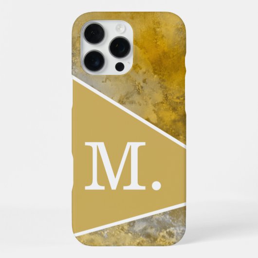 Coque iPhone 16 Pro Max Monogramme de moutarde jaune moderne (Verso)