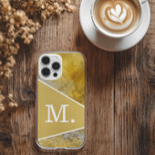 Coque iPhone 16 Pro Max Monogramme de moutarde jaune moderne