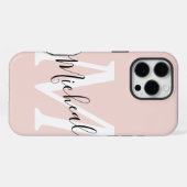 Coque iPhone 16 Pro Max Monogramme de nom moderne personnalisé Rose (Verso Horizontal)