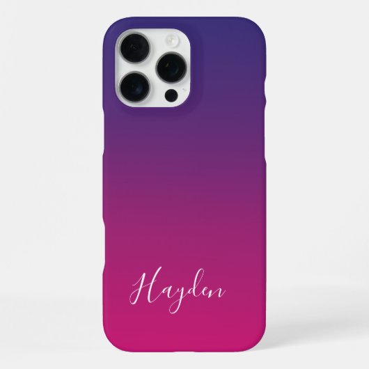 Coque iPhone 16 Pro Max Monogramme de script simple dégradé rose violet mo (Verso)
