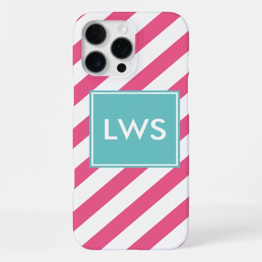 Coque iPhone 16 Pro Max Monogramme Diagonale rose (Verso)
