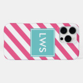 Coque iPhone 16 Pro Max Monogramme Diagonale rose (Verso Horizontal)