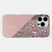 Coque iPhone 16 Pro Max Monogramme élégant en or rose (Verso Horizontal)