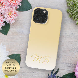 Coque iPhone 16 Pro Max Monogramme élégant personnalisé jaune soleil tosca