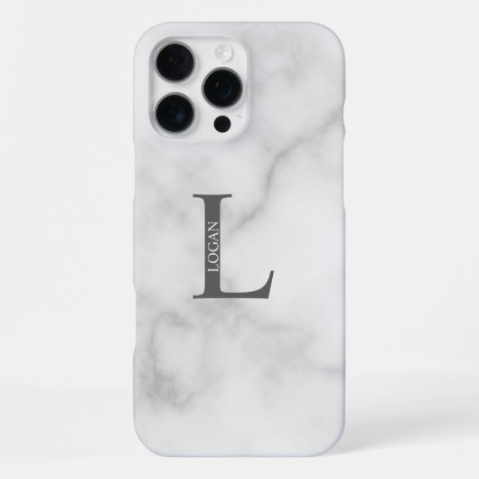 Coque iPhone 16 Pro Max Monogramme et nom personnalisés (Verso)