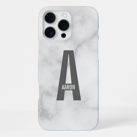 Coque iPhone 16 Pro Max Monogramme et nom personnalisés modernes (Verso)