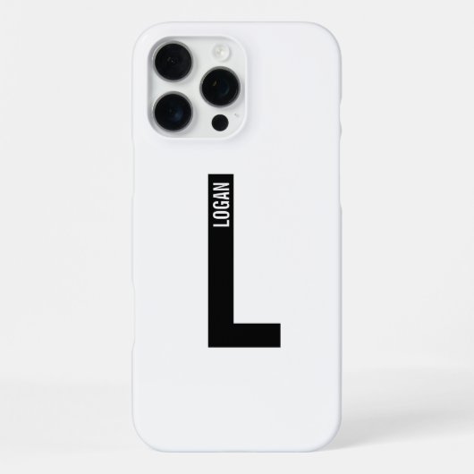 Coque iPhone 16 Pro Max Monogramme et nom personnalisés modernes (Verso)