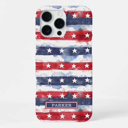 Coque iPhone 16 Pro Max Monogramme étoiles et bandes (Verso)