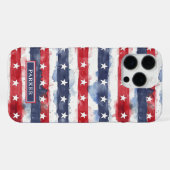 Coque iPhone 16 Pro Max Monogramme étoiles et bandes (Verso Horizontal)