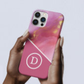 Coque iPhone 16 Pro Max Monogramme géométrique rose moderne