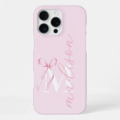 Coque iPhone 16 Pro Max Monogramme initial d'une botte rose moderne (Verso)
