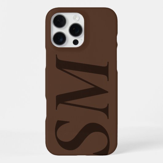 Coque iPhone 16 Pro Max Monogramme Initial Gras Marron Élégant (Verso)
